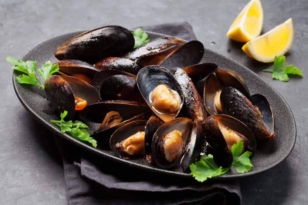 A Galician seafood delicacy, mussels