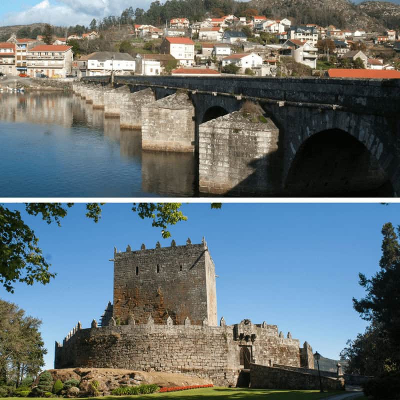 Puente Sampaio Bridge and Castle of Soutomaior in Arcade on the Camino de Santiago