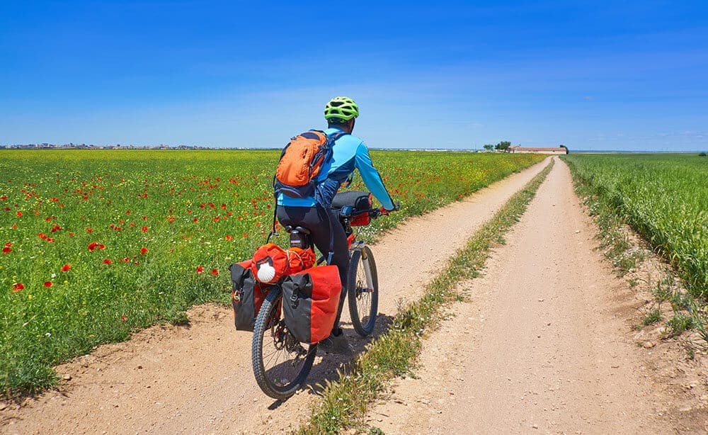 A man cycling the Camino Route