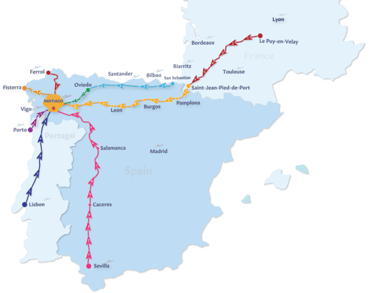 Camino de Santiago map routes