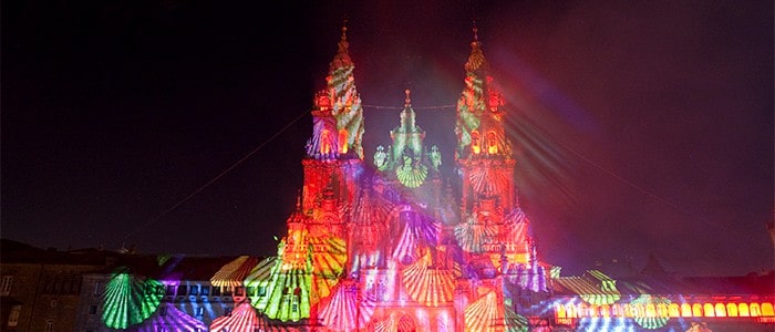 Celebration of St James cathedral Santiago light show festival