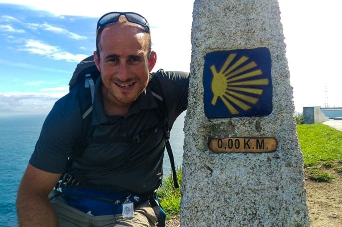 0km Marker Camino Finisterre Umberto