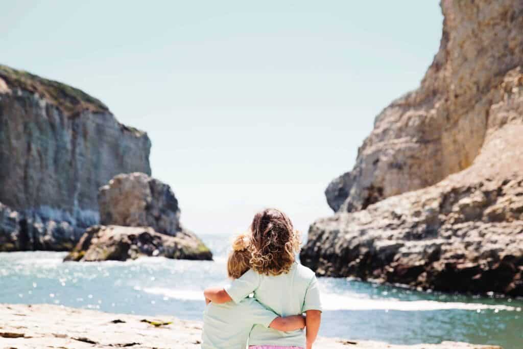 Kids Enjoying View on Ocean