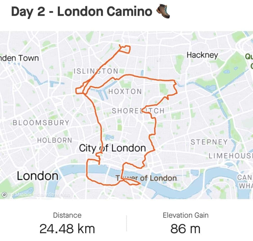 Aneka's London Virtual Camino map