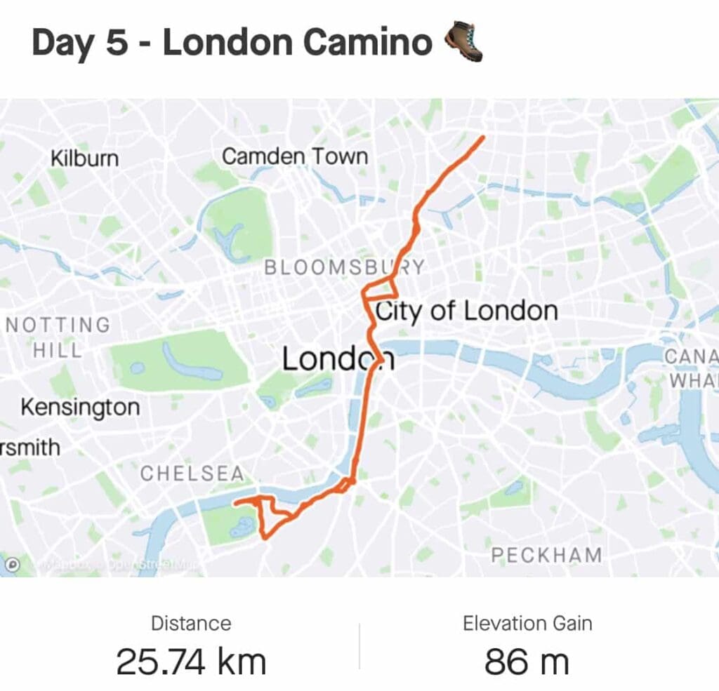 Aneka's London Virtual Camino map