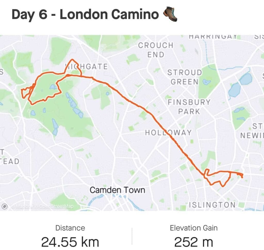 Aneka's London Virtual Camino map