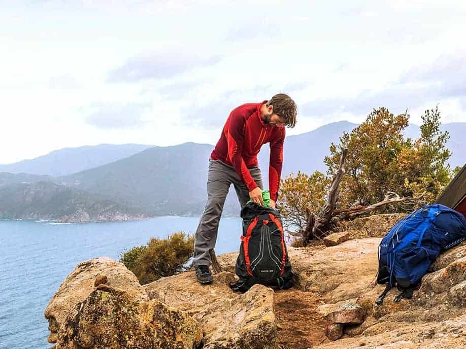 osprey backpack gear cliff scenery