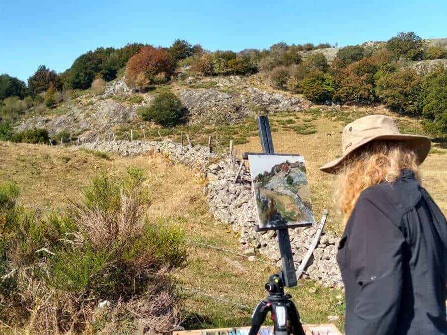 a picture of Sharon Bamber painting