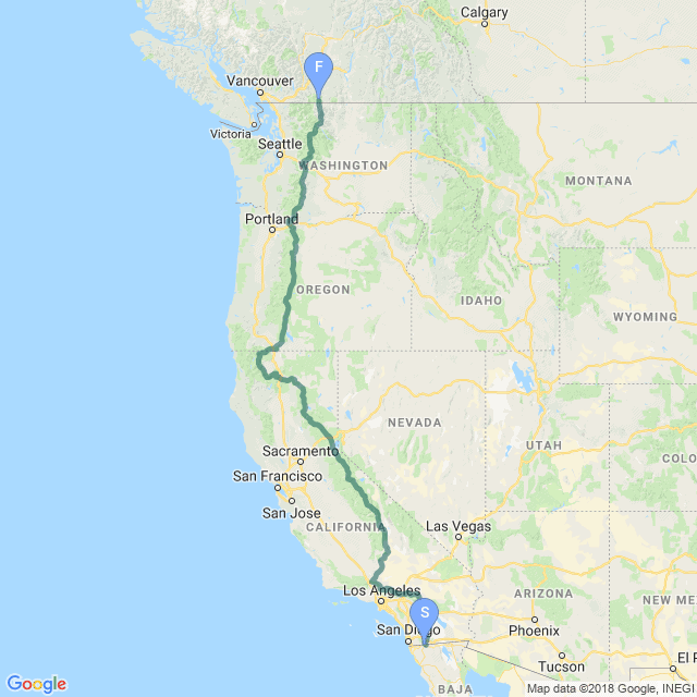 a picture of a map of pacific crest treil