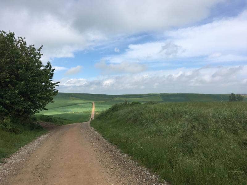 a picture of a path which leads through a valley