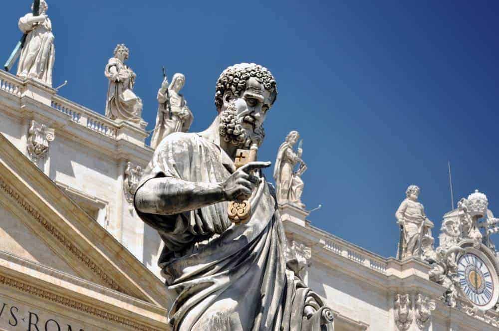 saint peter outside the vatican in rome at the end of the via francigena pilgrimage walk