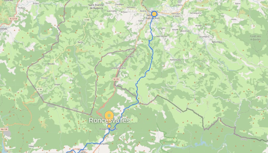 a picture of a map of Roncesvalles
