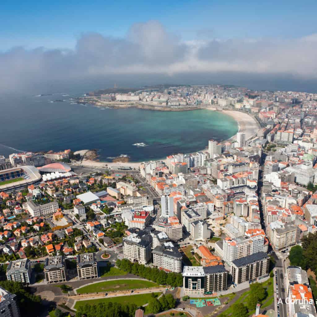 Birdseye view of the city of A Coruna