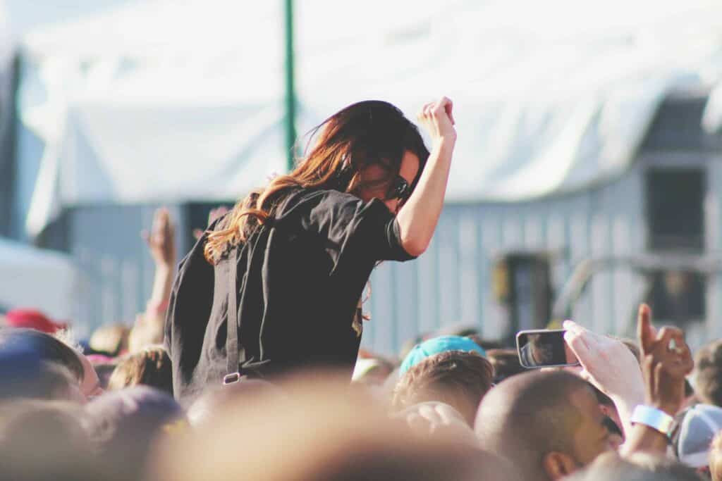 Girl dancing in galician concert