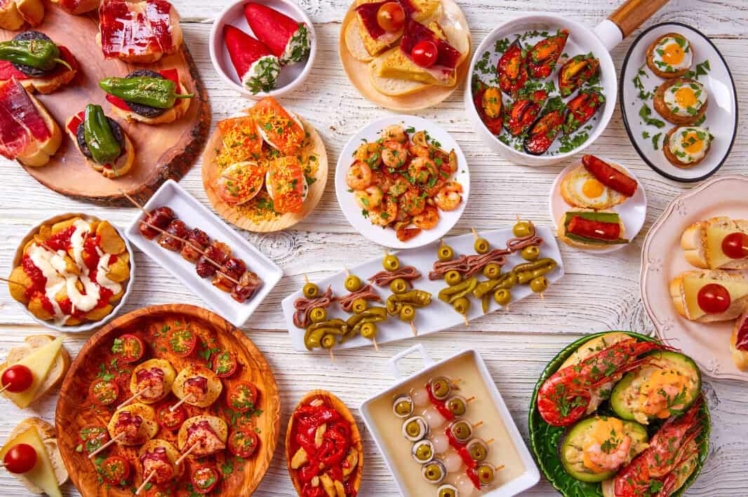 spanish food plates on a table