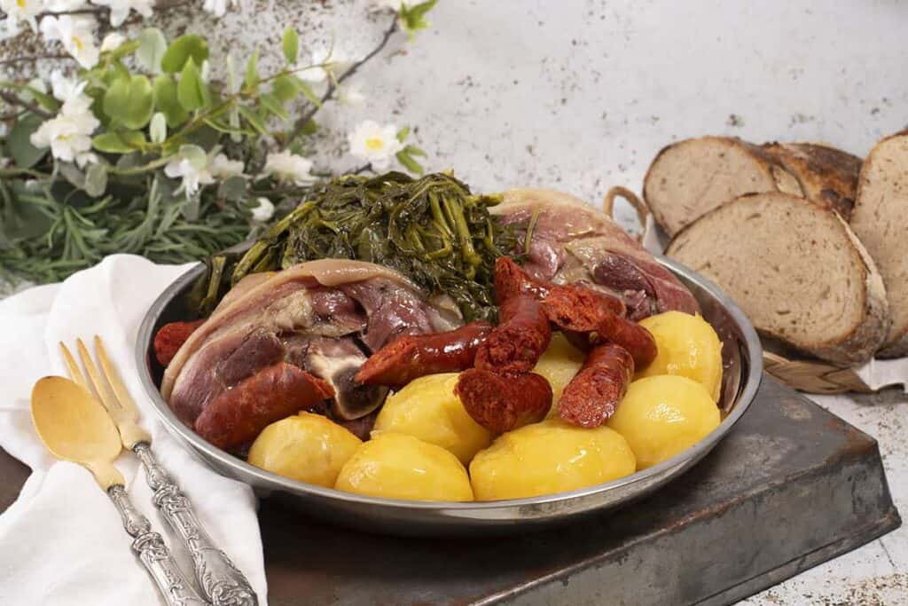 Potatoes and pork dish on the Camino Ingles