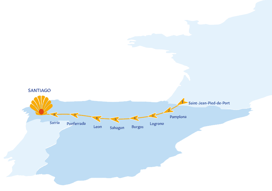 camino frances santiago de compostela route map