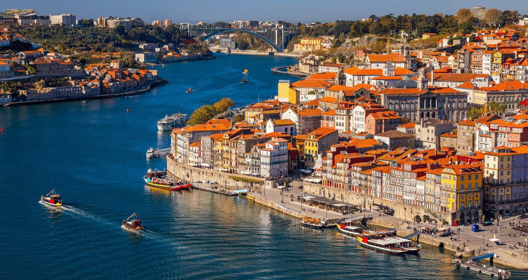 Porto aerial view of city