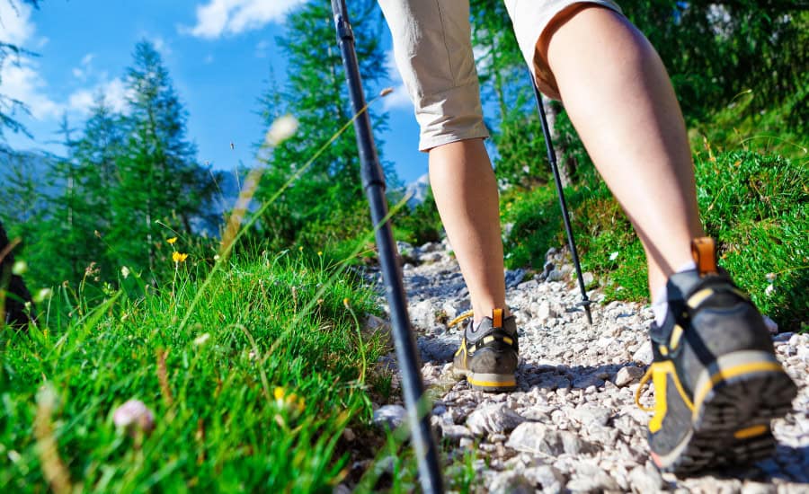 Boots with walking pole