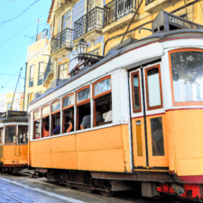 Rail on road in Lisbon