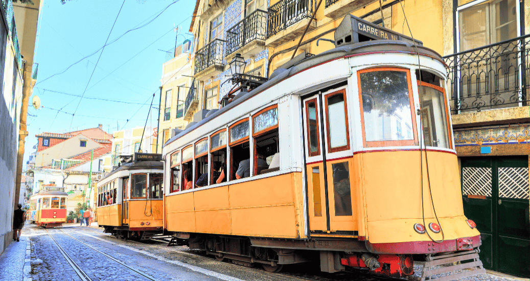 Rail on road in Lisbon