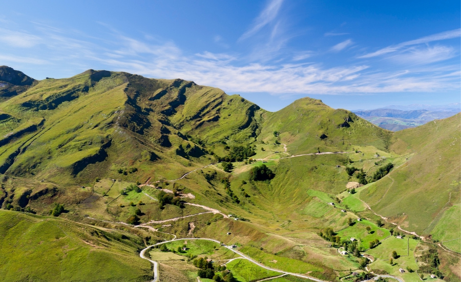 green areas and mountains