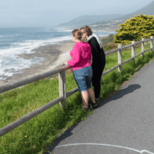 2 pilgrims looking over beach