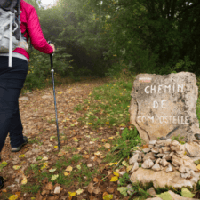 Pilgrim walking to Camino Portugues