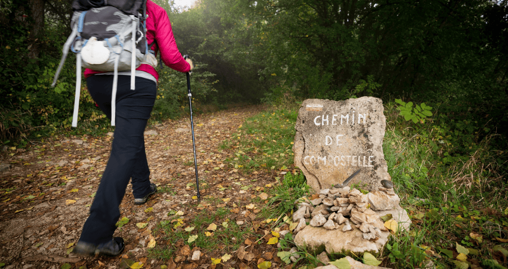 Pilgrim walking to Camino Portugues