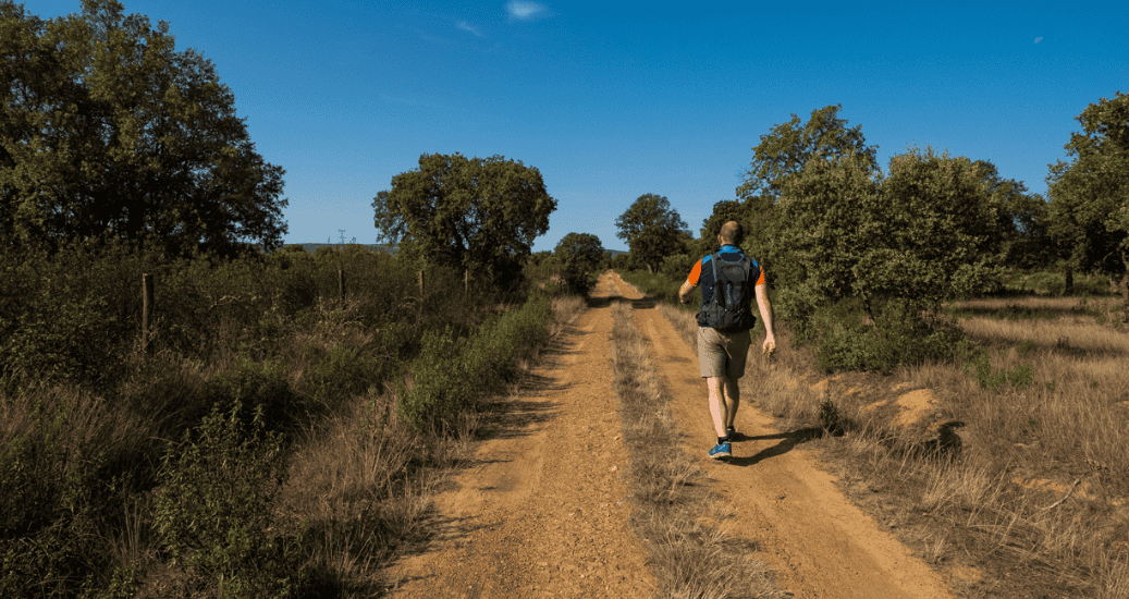 Pilgrim walking on Via de la Plata