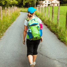 Pilgrim walking through Camino Portugues
