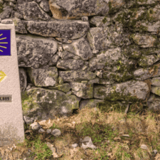 Pilgrim walking through Camino Portugues