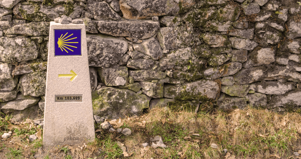 Pilgrim walking through Camino Portugues