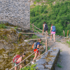 Pilgrims walking Conques