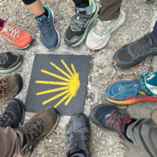 Pilgrim shoes on camino symbol