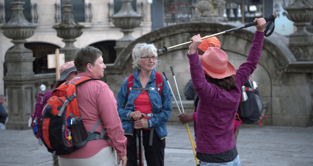 Pilgrims talking