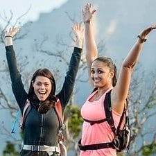 Girl pilgrims posing on the Camino