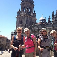 Happy pilgrims woman group