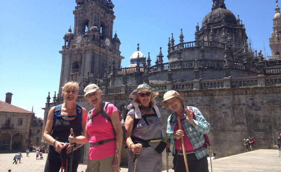 Happy pilgrims woman group