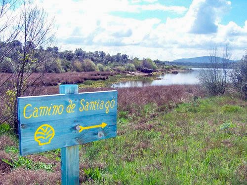 Sign for the Camino de Santiago