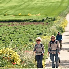 People walking through burgos towards sahagun