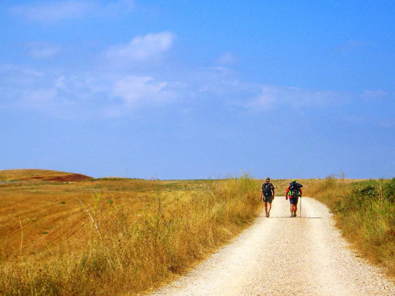 Camino de Santiago path with 2 pilgrims