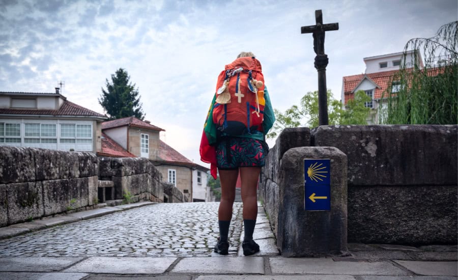 Pilgrim on Caldas bridge