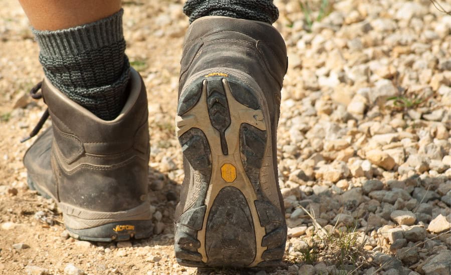 Shoes frame of pilgrim walking