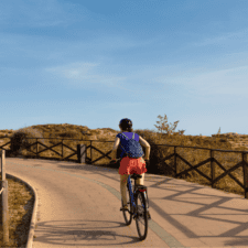 Pilgrim cycling on camino frances