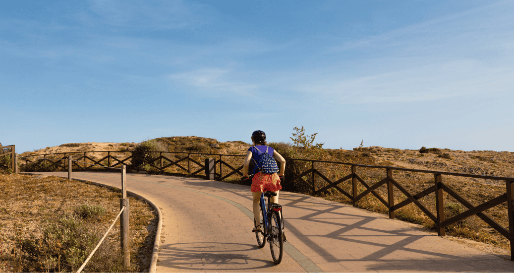Pilgrim cycling on camino frances