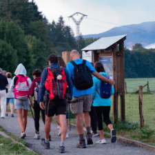 Family walking the camino portugues