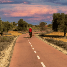 Pilgrim cycling on camino frances