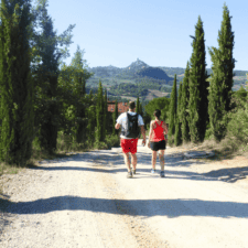 Pilgrims walking on Road to Rome
