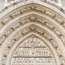 Facade and door of the Gothic cathedral of Saint Andre in Bordeaux, New Aquitaine, France